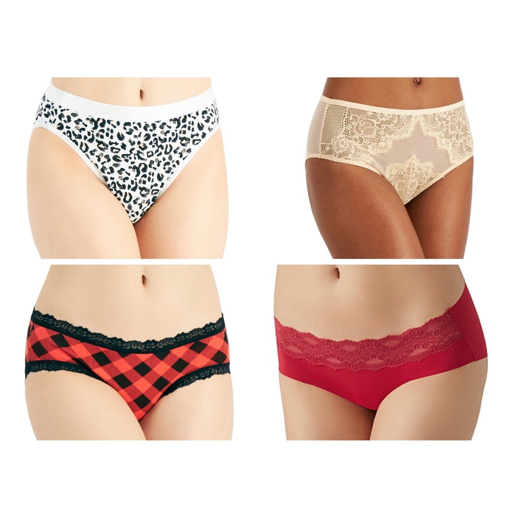 Women's 4 Pack ofβ Panties Mixed Fuller Coverage Pack - Red/Neutrals -Size Small